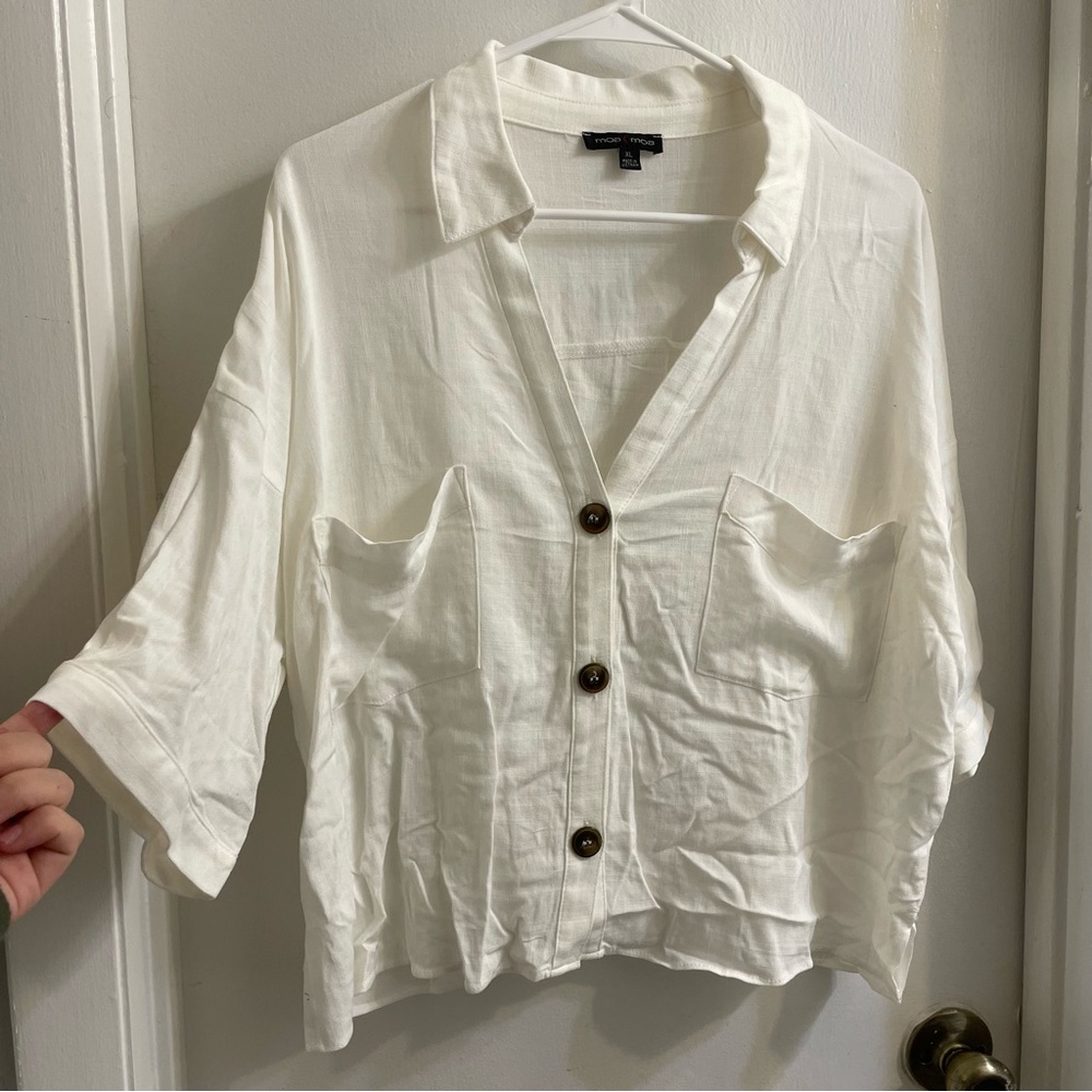 Moa Moa Ivory Button-Up Blouse – Size XL